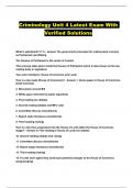 Criminology Unit 4 Latest Exam With Verified Solutions