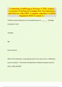 Combating Trafficking in Persons &lpar;CTIP&rpar; Annual Awareness Web-based Training Post Test Questions and answers with 100&percnt; Complete solutions &vert; verified &updated 2024 &vert; Graded A&plus;