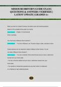 MISSOURI DRIVER'S GUIDE EXAM &vert;  QUESTIONS & ANSWERS &lpar;VERIFIED&rpar; &vert;  LATEST UPDATE &vert; GRADED A&plus;