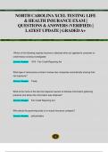 NORTH CAROLINA XCEL TESTING LIFE  & HEALTH INSURANCE EXAM &vert;  QUESTIONS & ANSWERS &lpar;VERIFIED&rpar; &vert;  LATEST UPDATE &vert; GRADED A&plus; 