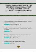 NORTH CAROLINA XCEL TESTING LIFE  & HEALTH INSURANCE EXAM STUDY EXAM &vert; QUESTIONS & ANSWERS  &lpar;VERIFIED&rpar; &vert; LATEST UPDATE &vert; GRADED  A&plus;