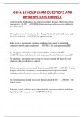 OSHA 10 HOUR EXAM QUESTIONS AND  ANSWERS 100&percnt; CORRECT
