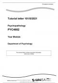 Psychopathology PYC4802 Year Module Department of Psychology 