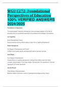 BEST ANSWERS WGU C272- Foundational Perspectives of Education 100&percnt; VERIFIED ANSWERS  2024&sol;2025
