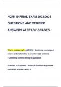 NGN110 FINAL EXAM 20232024 QUESTIONS AND VERIFIED  ANSWERS ALREADY GRADED&period;
