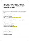 HOME HEALTH AIDE PRACTICE TEST LATEST  2024 QUESTIONS AND ANSWERS ALREADY GRADED A&plus; 100&percnt; PASS   