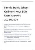 Florida Traffic School  Online (4-Hour BDI)  Exam Answers 2023//2024