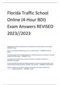 Florida Traffic School  Online (4-Hour BDI)  Exam Answers REVISED 2023//2023