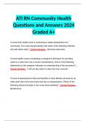 ATI RN Community Health Questions and Answers 2024 Graded A+