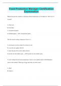 Food Protection Manager Certification Examination &vert; Questions with 100&percnt; Correct Answers &vert; Latest Update 2024 &vert; Verified
