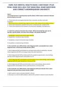 300&plus; Q AND A FOR NURS 3525 MENTAL HEALTH EXAM 2 AND EXAM 3 PLUS FINAL EXAM 2023-2024 TEST BANK REAL EXAM QUESTIONS AND CORRECT ANSWERS&vert;KEISER UNIVERSITY
