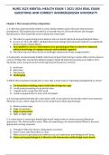 UPDATED STUDYPACK FOR NURS 3525 MENTAL HEALTH EXAM 1 2023-2024 REAL EXAM QUESTIONS AND CORRECT ANSWERS&vert;KEISER UNIVERSITY