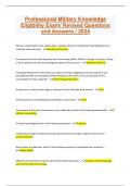 Professional Military Knowledge Eligibility Exam&sol; Revised Questions and Answers &sol; 2024