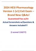 2024 HESI Pharmacology Version 1 (v1) Exit Exam – Brand New Q&As! Guaranteed Pass w/A+ Actual Screenshots w/Questions & Answers Included!!!