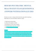 HESI RN PSYCHIATRIC MENTAL HEALTH EXIT EXAM QUESTIONS & ANSWERS WITH RATIONALES 2024