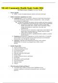 NR 442 Community Health Study Guide 2024     Test Matrix Exam 1 (Chapters: 1, 2, 5, 6, 7, & 25)
