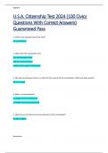 U&period;S&period;A&period; Citizenship Test 2024 &lpar;100 Civics Questions With Correct Answers&rpar; Guaranteed Pass