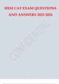HESI CAT EXAM QUESTIONS AND ANSWERS 2023 2024.