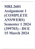 MRL2601 Assignment 1 (COMPLETE ANSWERS) Semester 1 2024 (399703) - DUE 15 March 2024
