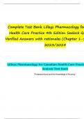 Complete Test Bank Lilleys Pharmacology for Canadian Health Care Practice 4th Edition Sealock Questions & Verified Answers with rationales &lpar;Chapter 1-58&rpar; Updated 2023&sol;2024
