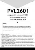 PVL2601 Assignment 2 (ANSWERS) Semester 1 2024 (212823 )- DISTINCTION GUARANTEED