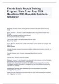 Florida Basic Recruit Training Program&colon; State Exam Prep 2024 Questions With Complete Solutions&comma; Graded A&plus;