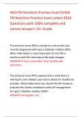 HESI PN Nutrition Practice ExamHESI  PN Nutrition Practice Exam Latest 2024  Questions with 100&percnt; complete and  correct answers &vert;A&plus; Grade