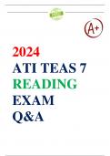ATI TEAS 7 READING COMPREHENSION QUESTIONS & ANSWERS LATEST UPDATE 2024
