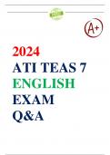 ATI TEAS 7 English and Language Usage Exam Questions & Answers Latest Update 2024