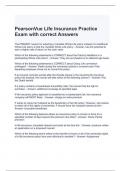 PearsonVue Life Insurance Practice Exam with correct Answers
