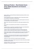 National Portion - Real Estate Exam Prep &lpar;2024&rpar; Questions & Answers Rated A&plus;