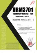 HRM3701 assignment 1 solutions semester 1 2024 (Full solutions)