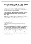 Maryville University NURS 662 Exam 2 Summer Questions With Complete Solutions