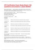 CPI Certification Exam Study Sheet | 104 questions and answers | Latest 2024/25