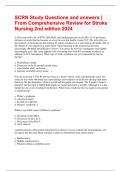 SCRN Study Questions and answers &vert; From Comprehensive Review for Stroke Nursing 2nd edition 2024