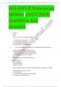 NYS EMT-B State Exam Written (2023/2024) Questions And Answers Rated A+