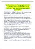 VA Core Manual: Applying Pesticides Correctly: Unit 1. Pesticide Use in Virginia – Test Questions & Answers (Rated A+)