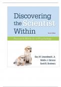 Test Bank For Discovering the Scientist Within Research Methods in Psychology, 2nd Edition By Gary, Natalie, David