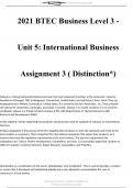 2021 BTEC Business Level 3 - Unit 5: International Business Assignment 3 ( Distinction*) latest updated 2024