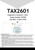 TAX2601 Assignment 2 (ANSWERS) Semester 1 2024 - DISTINCTION GUARANTEED