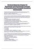 FA Davis Maternity Chapter 12: Physiologic and Psychologic Changes in Pregnancy Exam Complete Questions And Answers