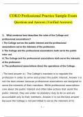 COKO Professional Practice Sample Exam Questions and Answers (2024 / 2025) (Verified Answers)