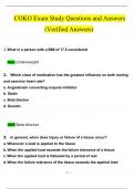 COKO Exam Study Questions and Answers (2024 / 2025) (Verified Answers)