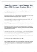Texas Pre-License - Law of Agency Unit Exam With Complete Solutions 2024&period;