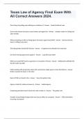 Texas Law of Agency Final Exam With All Correct Answers 2024&period;