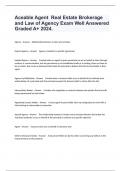 Aceable Agent  Real Estate Brokerage and Law of Agency Exam Well Answered Graded A&plus; 2024&period;