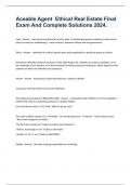 Aceable Agent  Ethical Real Estate Final Exam And Complete Solutions 2024&period;