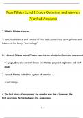 Peak Pilates Level 1 Exam Study Guide Questions and Answers (2024 / 2025) (Verified Answers)