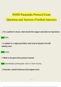 SNHD Paramedic Protocol Exam Questions and Answers (2024 / 2025) (Verified Answers)