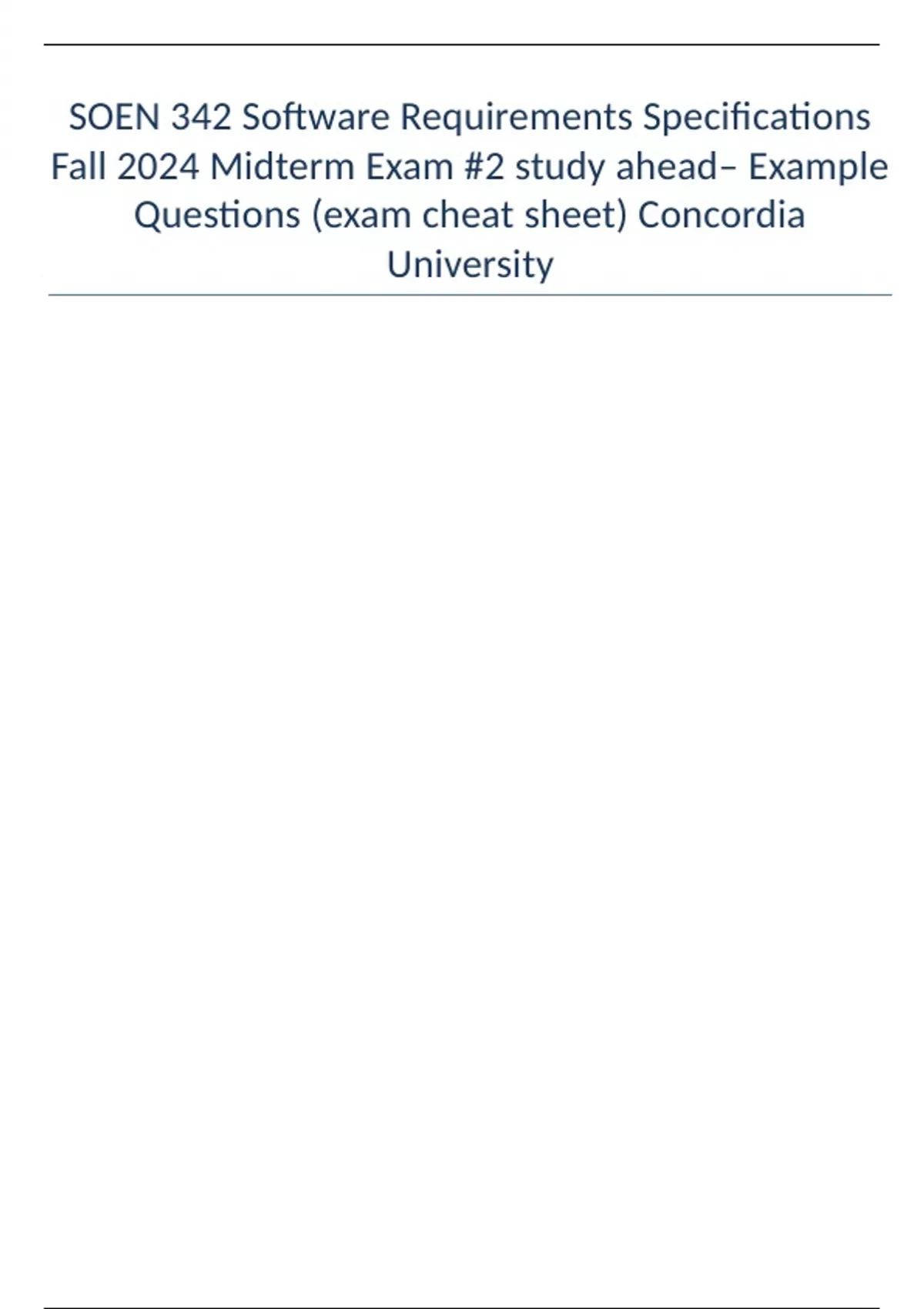 SOEN 342 Software Requirements Specifications Fall 2024 Midterm Exam #2 ...